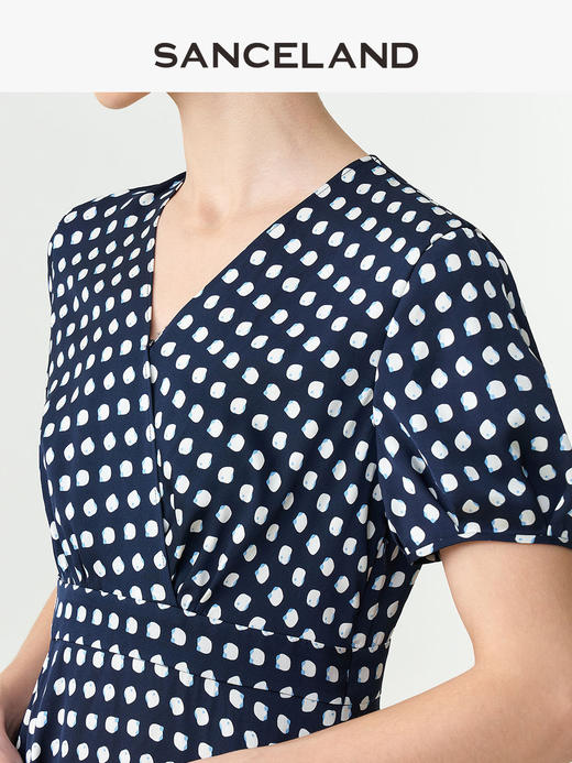 三石一澜SANCELAND 双乔波点印花连衣裙SK24103028 商品图3