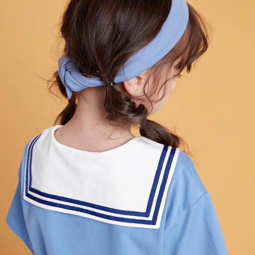 笛莎/Deesha 松饼熊2026年夏季新款童装女童时尚学院风海军领短袖T恤 商品图4