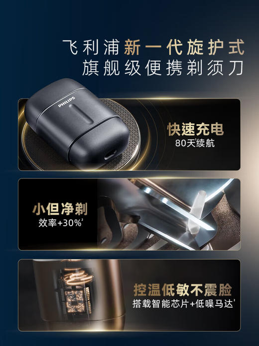 飞利浦剃须刀电动剃须刀飞利浦电动剃须刀便携款鹅卵石PRO刮胡刀胡须刀送男友RQ902/RQ906 商品图2