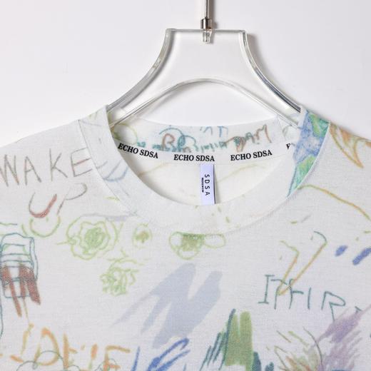 26T178SDSA男装2026新款高贵轻奢时尚绘涂鸦满印短袖T恤百搭圆领上衣 商品图2