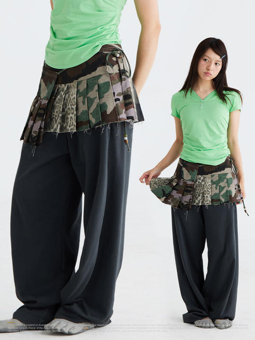 CryingCenter 迷彩拼接串珠搭配单品腰封一片式裙 哭喊中心 商品图2