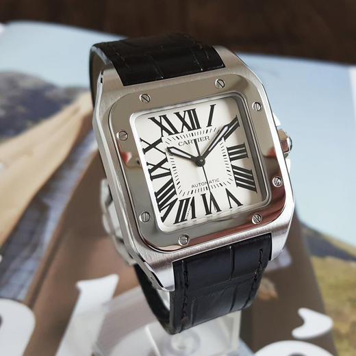 【95新】CARTIER 卡地亚W20106X8自动机械机芯35.6*44.2MM（中性款）山度士系列精钢160326AK15 商品图2
