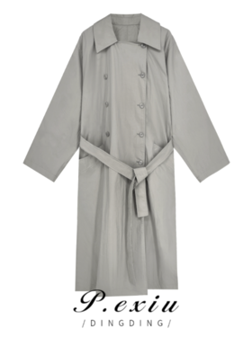 03-3潘依绣丁丁宠粉秋季韩版系带双排扣气质百搭中长款风衣 K38607