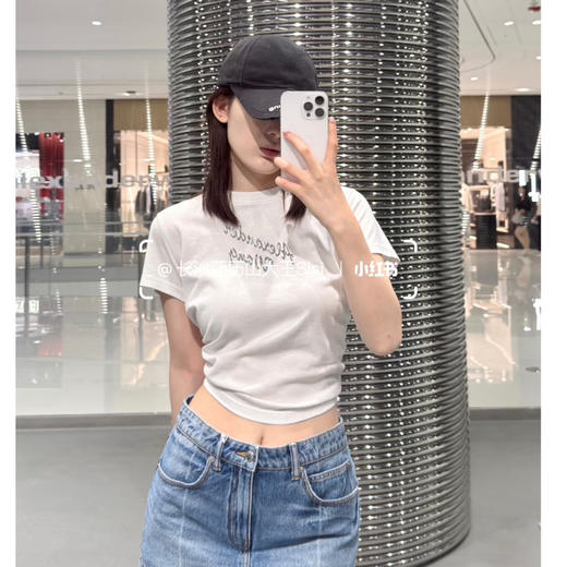 预售大王女士Shrunken OE纱线水钻logo正肩tee恤031811 商品图2