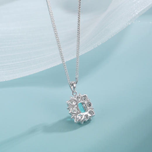 子佩集【宁静花海】S925银套链【PM2245-XF】培育宝石帕拉伊巴蓝碧玺大方块2510 商品图2