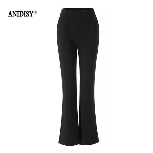 时尚高腰拉链后松紧腰弹力喇叭休闲裤 商品图3