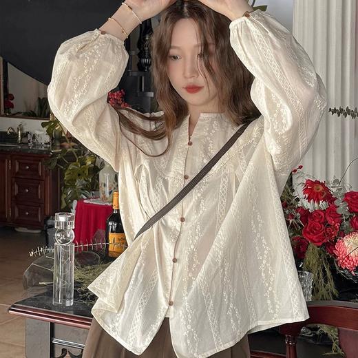 法式花纱重工刺绣拼接花衬衫 | 温柔又显瘦的神仙上衣、高级！ 商品图0