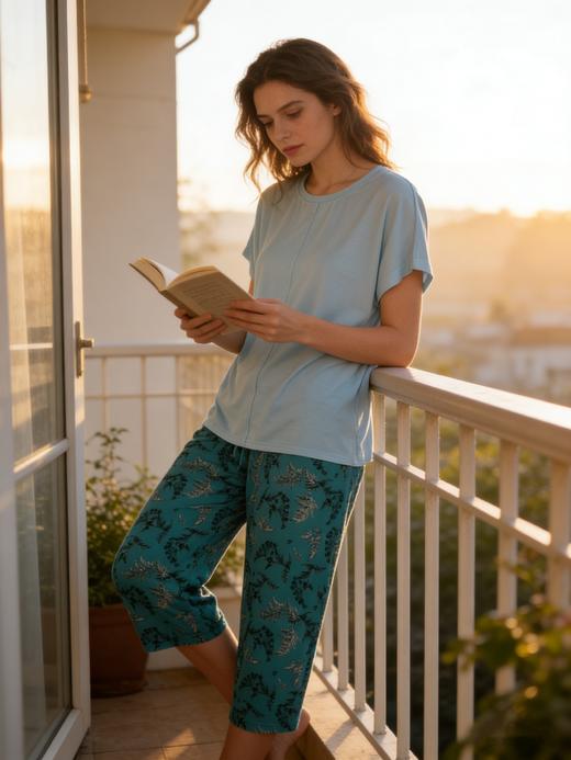 【爽滑垂顺莫代尔】SCHIESSER德国舒雅女士莫代尔短袖七分裤套装31/24813H 商品图0