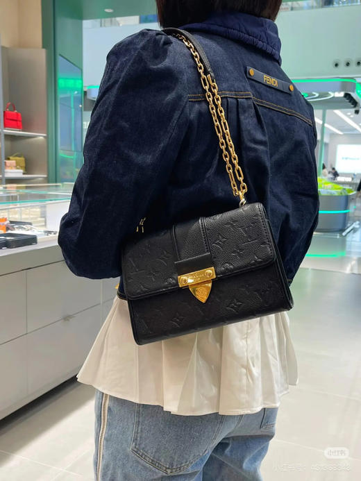 LV Saint sulpice 黑金 小号 老花 压纹牛皮 斜挎包 商品图3