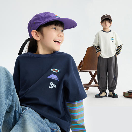 MANHOJIA【湖闹T】“抗菌速干”儿童长袖T恤条纹假两件长袖T 商品图1