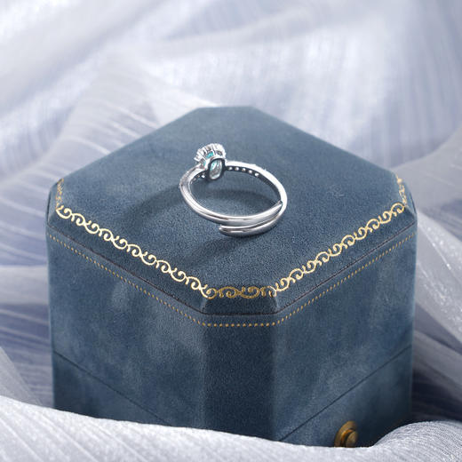 子佩集【宁静之海】S925银戒指【RM0517-XF】培育宝石帕拉伊巴蓝碧玺条钻2510 商品图4