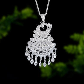 子佩集S990银【银翠尾】套链【QBLSH-29】孔雀花丝项链2509