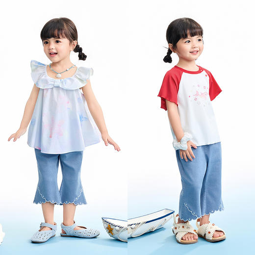 【实体店同款】女童全腰牛仔七分裤夏季新款安奈儿童装XG626198 商品图3