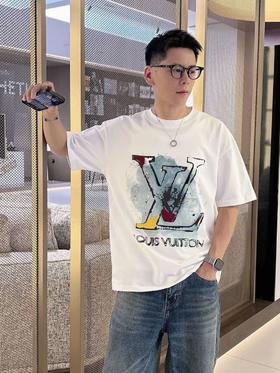 马户牌泼墨涂鸦牙刷绣字母短袖