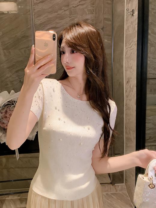 张心子【雾蓝之夏】半高领轻薄亲肤珍珠弹力显瘦上衣 U2603048 商品图5