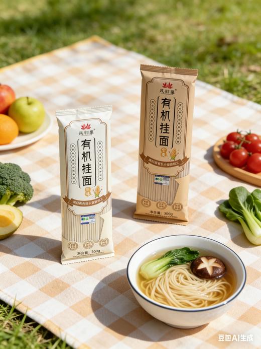 凤归巢 有机挂面300g 原味和全麦 劲道面条 原料凤归巢有机石磨面粉 商品图2