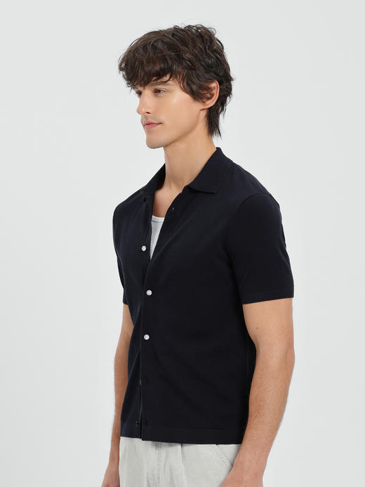 callisto藏青长绒棉弹力贝壳花型开衫T恤 商品图3