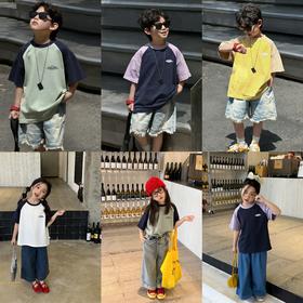 【🔥火山系穿搭39.9带走2件】80-170码男女童2026新款插肩袖韩版童装短袖儿童夏季半袖T恤聚