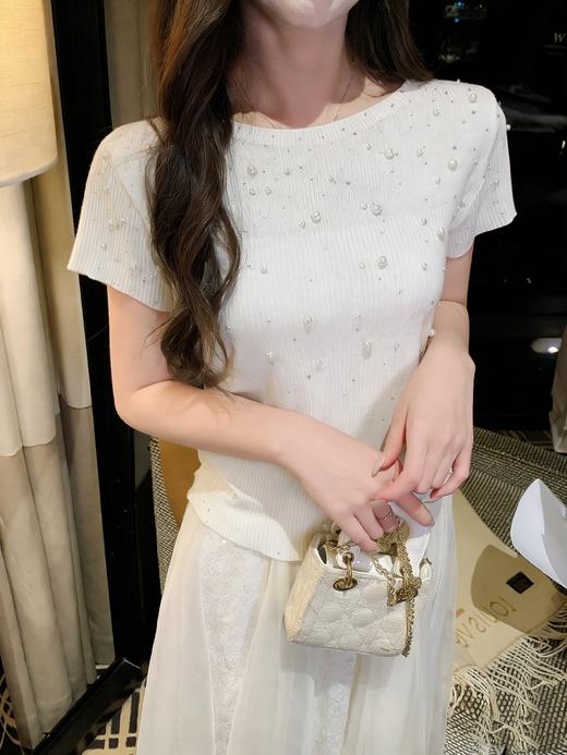 张心子【雾蓝之夏】半高领轻薄亲肤珍珠弹力显瘦上衣 U2603048 商品图11