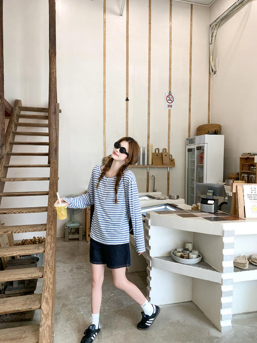 <曾小咸推荐>3.21现货秒杀 ！微信超特价！韩系条纹T恤罩衫 日常139.99 立减80 秒杀59.99！！ 商品图12