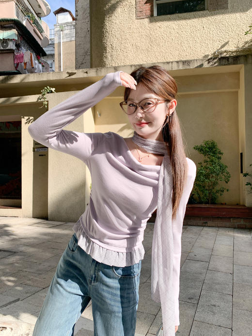 <曾小咸推荐>3.21现货秒杀 ！微信超特价！韩系荡领斜领长袖t恤 日常159.99 立减90 秒杀69.99！！ 商品图12