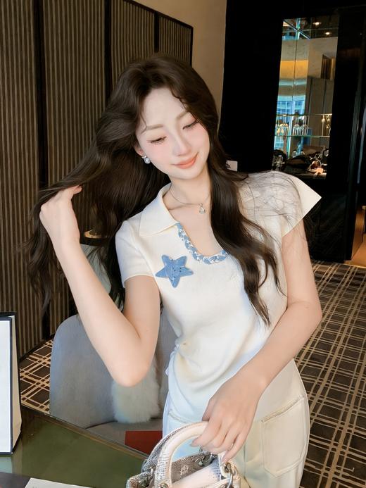 张心子【优雅重现】polo翻领不规则抽绳小香风上衣 U2603001 商品图7