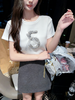 张心子【5号可可白茶】圆领通勤高级感立体数字5号T恤上衣 U2603004 商品缩略图10