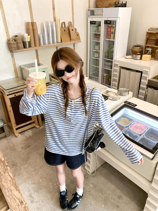 <曾小咸推荐>3.21现货秒杀 ！微信超特价！韩系条纹T恤罩衫 日常139.99 立减80 秒杀59.99！！ 商品图11