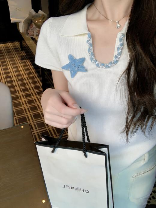 张心子【优雅重现】polo翻领不规则抽绳小香风上衣 U2603001 商品图8