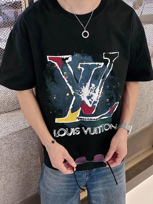 1V驴家26早春新款  泼墨涂鸦牙刷绣字母短袖 商品图0