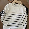 直发【剪标款】出口订单 经典条纹，显瘦百搭圆领九分袖针织衫t恤 商品缩略图0