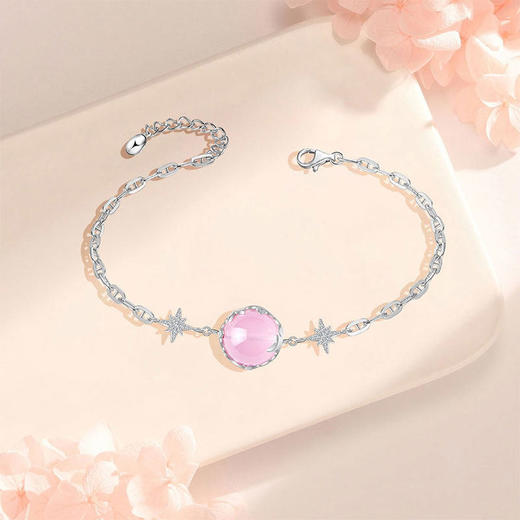 【粉水晶芙蓉石手链】S925银轻奢时尚首饰品送女生节日礼物JT26001-水晶CC 商品图2
