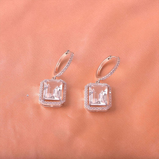 【天然白水晶耳扣】周六（3.21）中午12点开始 S925银轻奢时尚耳坠耳饰品送女生节日礼物JE25051-水晶CC 商品图2