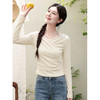 鹿向南「栀子浅吟」设计感V领修身T恤女2026夏季独特立体蝴蝶上衣 商品缩略图0