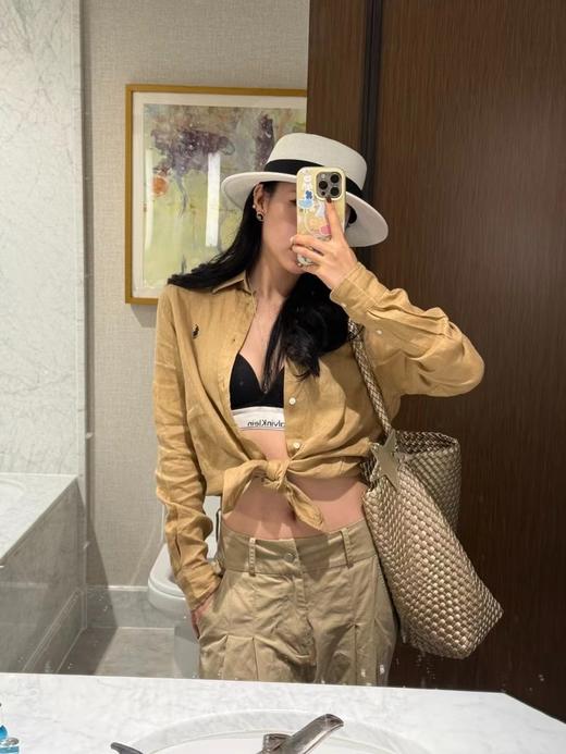 F032051夏日透气凉感亚麻纯色休闲舒适肩线利落翻领衬衫 商品图3