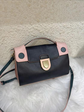 Dior Ever Mini 盾牌 黑粉 牛皮 手提 斜挎包