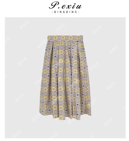 03-4潘依绣丁丁宠粉夏季新款复古法式浪漫压褶显瘦半身裙W98066 商品图0