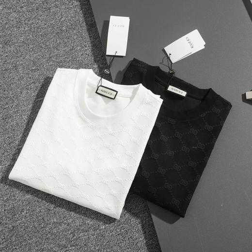 F032055舒适亲肤立体裁剪休闲宽松版型提花满印短袖T恤 商品图2