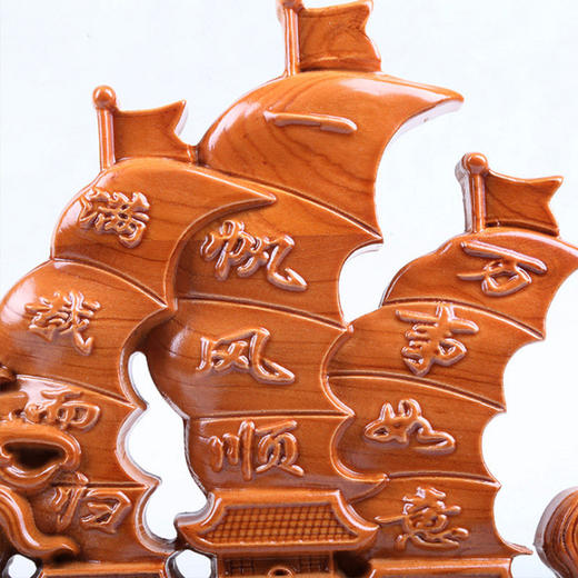 泰山非遗桃木摆件中30龙舟一帆风顺家居装饰品乔迁开业送礼 商品图2