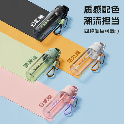 【下单送  配件3件套】Tritan材质耐高温塑料杯 运动水杯 学生水杯 上学专用吸管杯 商品图3