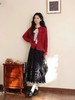 F0320149甜美俏皮红蕾丝蝴蝶结宽松落肩针织开衫毛衣 商品缩略图8