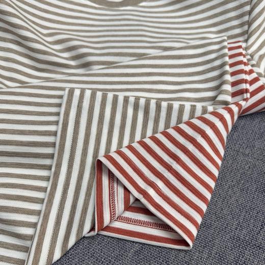 意式夏季时尚老钱风男士条纹短袖休闲莱赛尔棉圆领T恤   XLM-CM8687167 商品图3