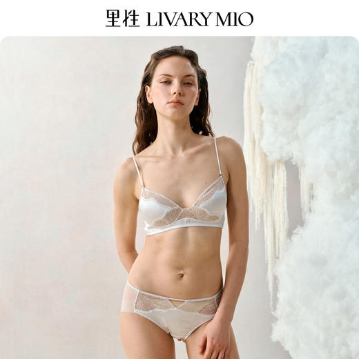 Livary Mio/里性 漫熙法式细肩带无钢圈真丝蕾丝性感文胸薄款内衣 商品图0
