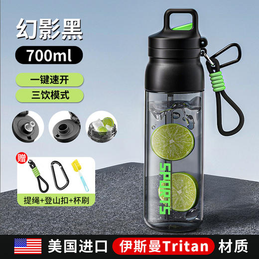 【下单送  配件3件套】Tritan材质耐高温塑料杯 运动水杯 学生水杯 上学专用吸管杯 商品图4