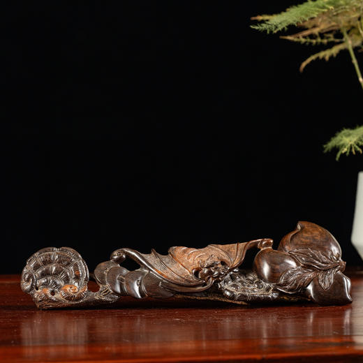 紫檀福寿双全山子摆件 商品图0