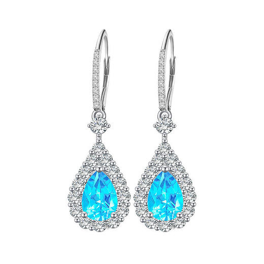 【托帕石彩色宝石耳坠】周六（3.21）中午12点开始 耳钉女S925银饰品送女节日礼物一物一证JE25067-水晶CC 商品图5