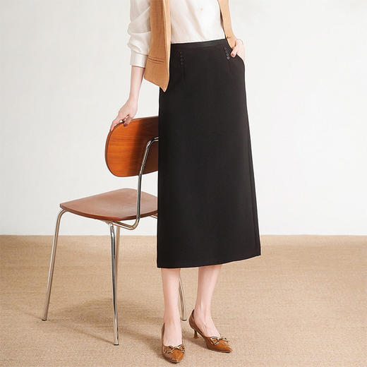 「自」全新升级【铂金会员128/天猫169/差价41】(95410)洛诗琳气质时尚包臀半身裙女2026春季中长款通勤直筒西装 商品图1
