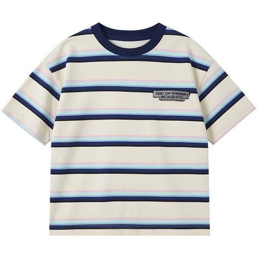 男童2026夏季新款童装纯棉色织条纹短袖T恤韩版夏装衣服潮   FY-H6ba36 商品图4