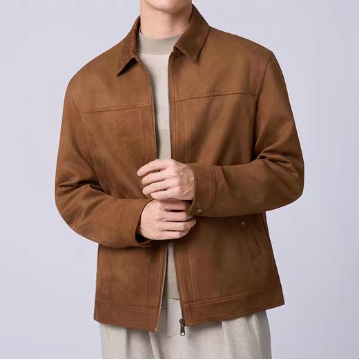 XY/POLOWALK男式皮衣男装简约翻领复古通勤休闲皮衣外套 商品图2