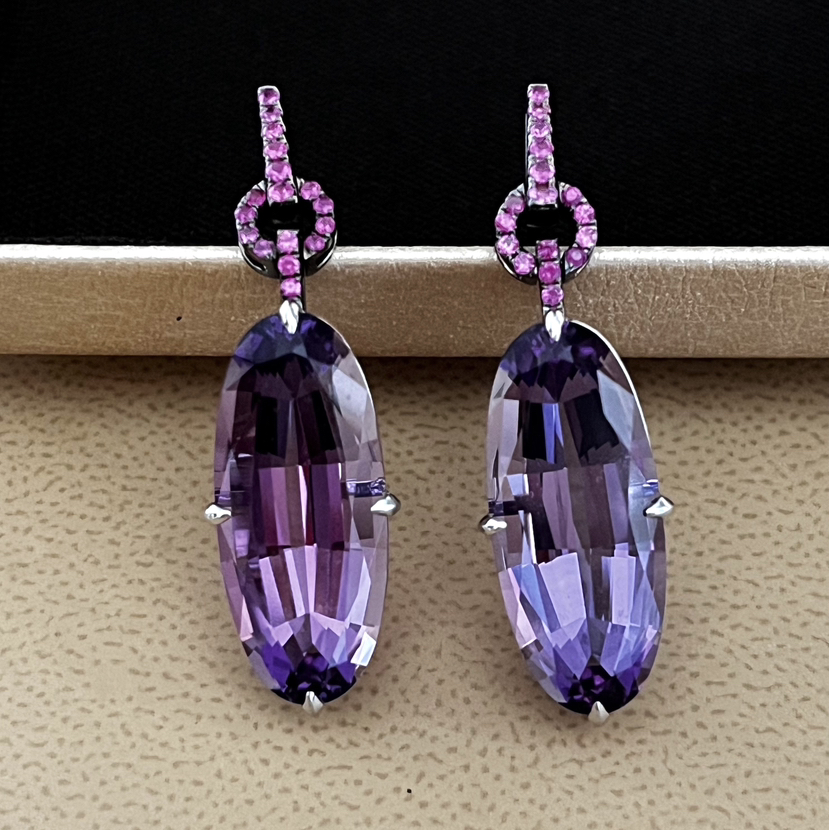 CHIC系列 18K镶蓝宝石和紫晶 耳坠